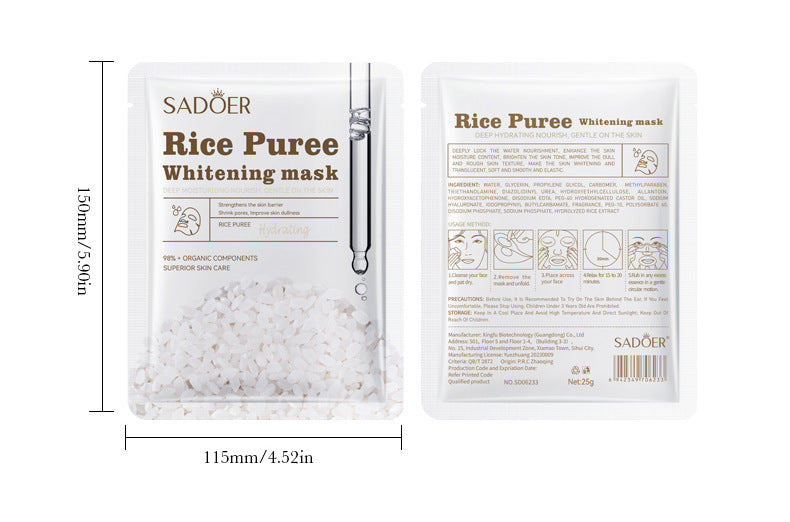 SADOER Rice Puree Face Mask – Gentle Brightening