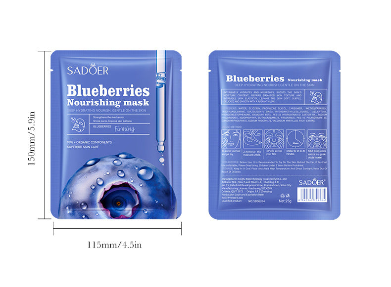 SADOER Mėlynių Veido Kaukė – Antioksidacinis Skydas