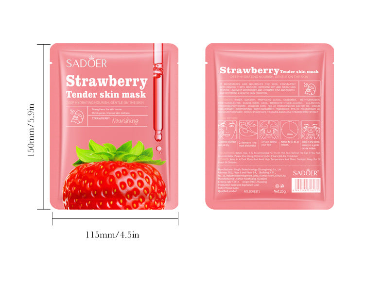 SADOER Braškių Veido Kaukė – Spindesys ir Švelnumas