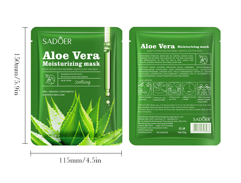 SADOER Aloe Veido Kaukė – Drėkinanti ir Raminanti