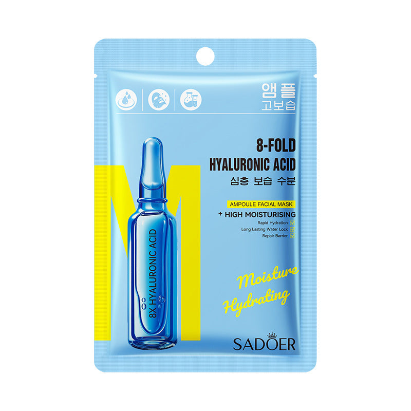 SADOER 8x Hialurono Rūgšties Veido Kaukė – Gili Drėgmė ir Atkūrimas