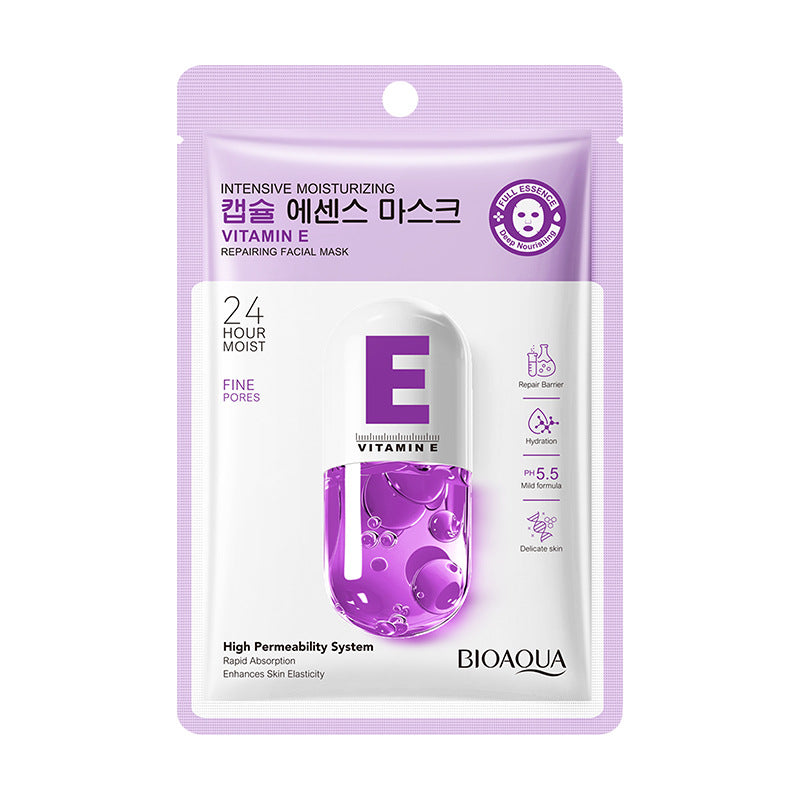 BIOAQUA Vitamino E Veido Kaukė – Drėkinanti ir Maitinanti
